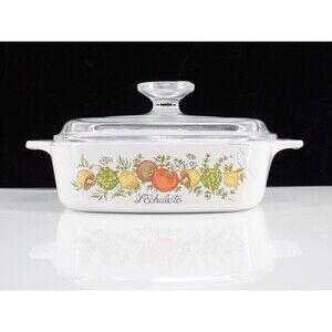 Corning Ware Casserole Dish 1 Quart Spice Of Life L’Echalote A-1-B  w/ Pyrex Lid